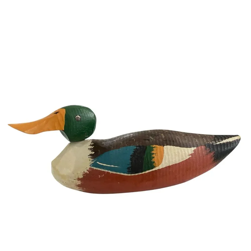 Wooden Hand-Crafted Painted Decoy Duck 12 Inches Vintage Home Decor